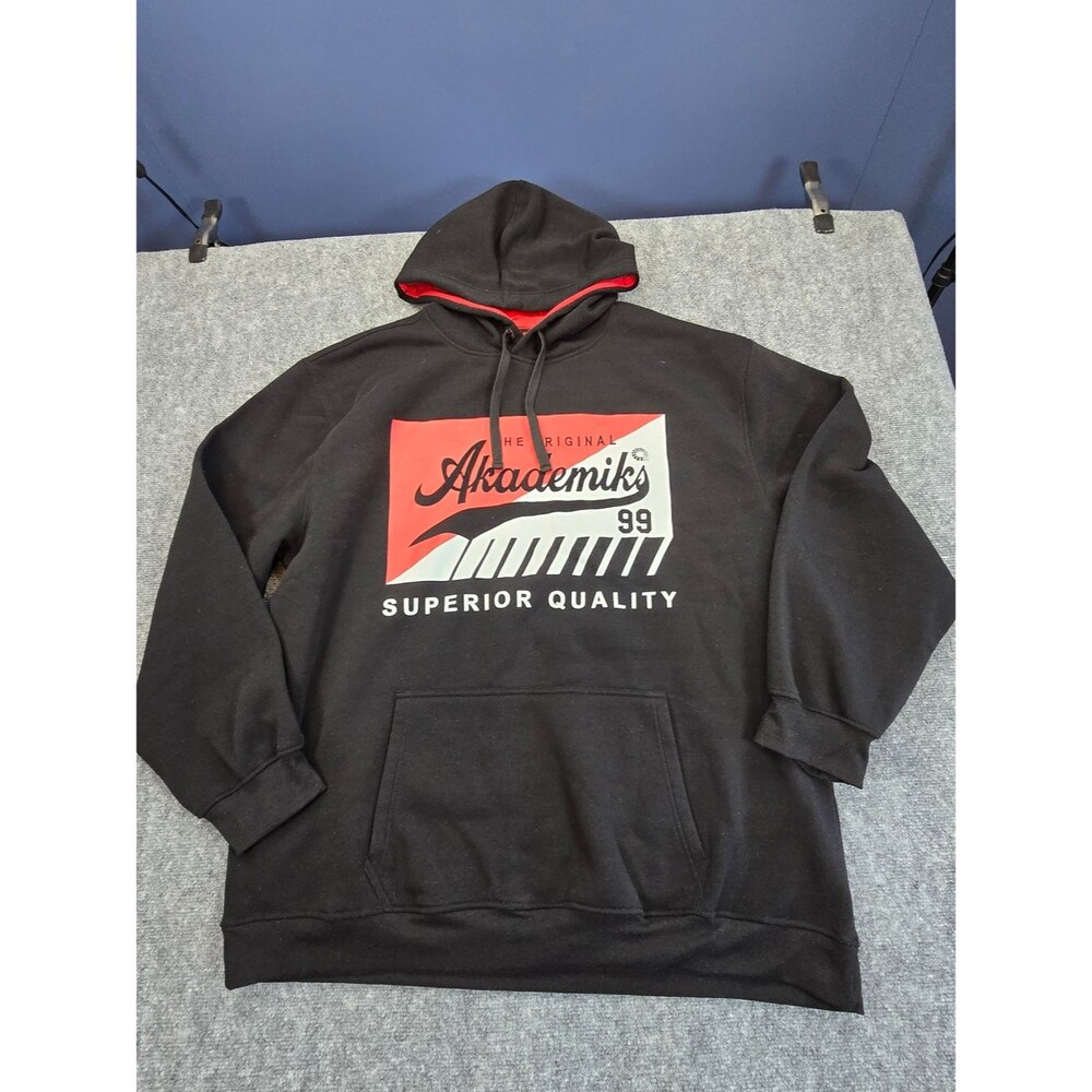 Akademiks Mens 5XL Hoodie Black Red Graphic Y2K Hip Hop Streetwear Pullover